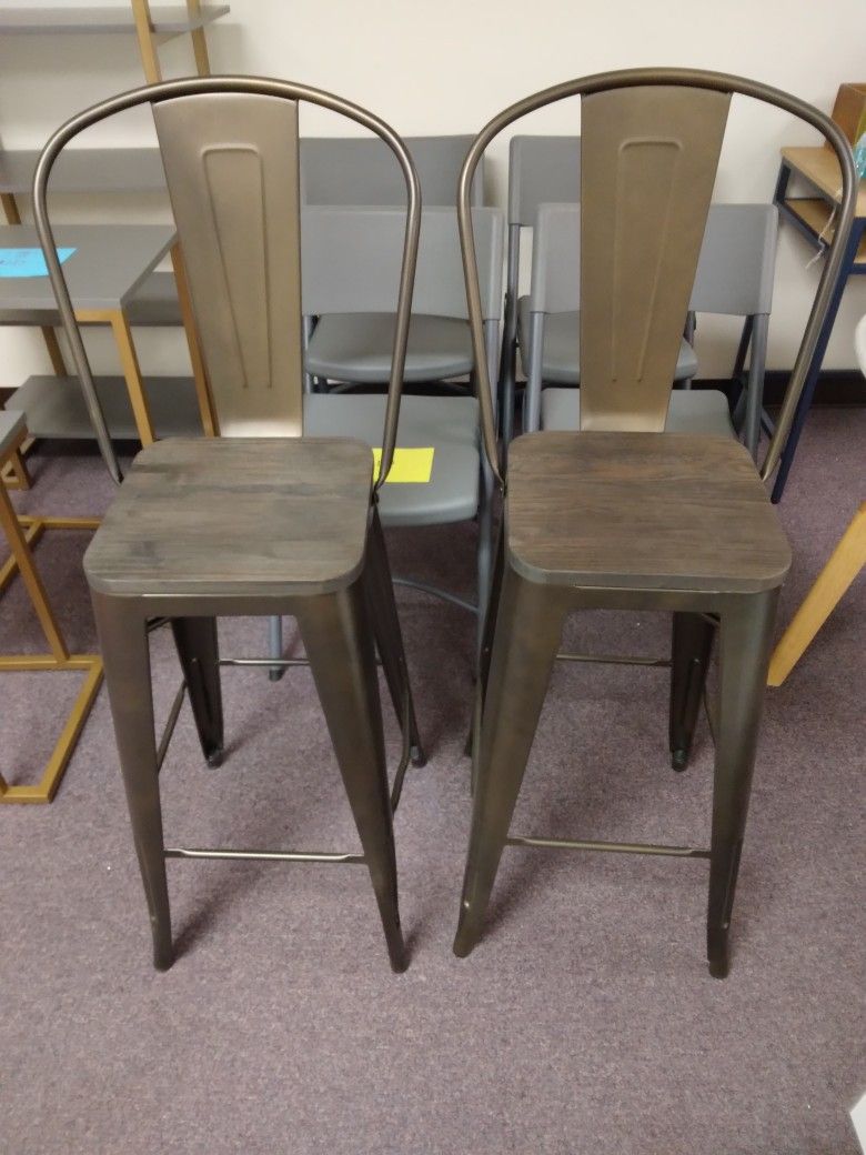 Metal & Wooden Bar Stools