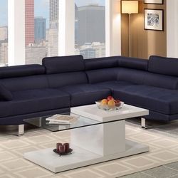 Blue Fabric Sectional Sofa 