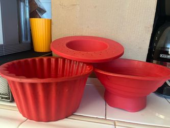 Red Silicone Baking Molds Set of 3