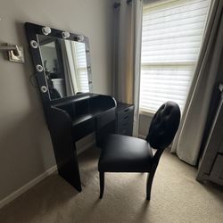 MAKEUP VANITY, CHAIR AND DRAWERS 