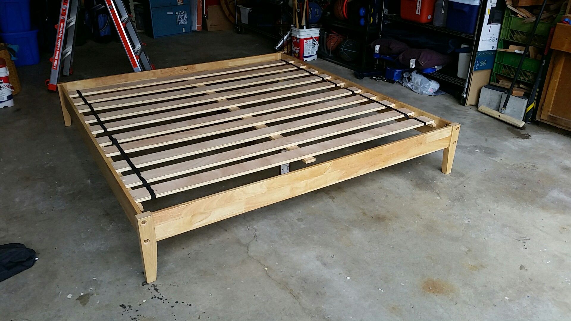 King bed frame, solid wood.