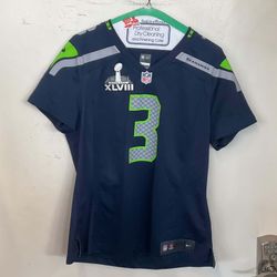 Seattle Seahawks Russell Wilson #3 Super Bowl XLVIII jersey Women Size L