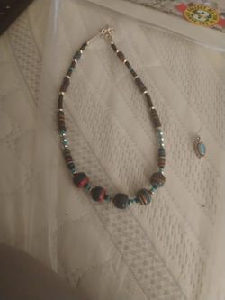 Turquoise And Heshi Neckless Silverclasp