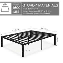 Heavy Duty 18" Queen Size Bed Frame 