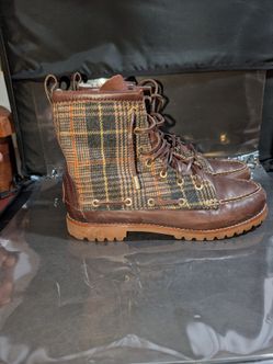 Tory Burch animals plaid boots worn twice
