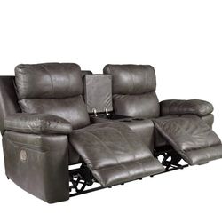 Erlangen Midnight Power Reclining Loveseat with Console

