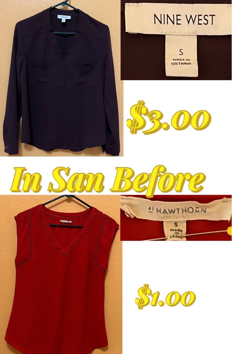 Nine West and 41 Hawthorn Shirts size small
