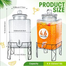 Honeydak 4.6 Gallon Glass Beverage Dispenser with Stand Stainless Steel Spigot Glass Lid  for sale