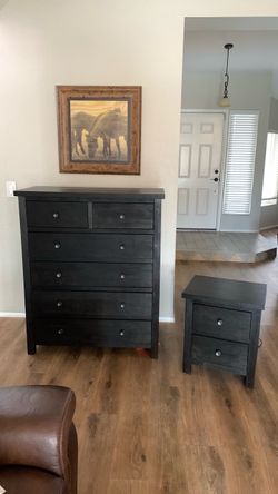 Black Wood Dresser and Nightstand Set