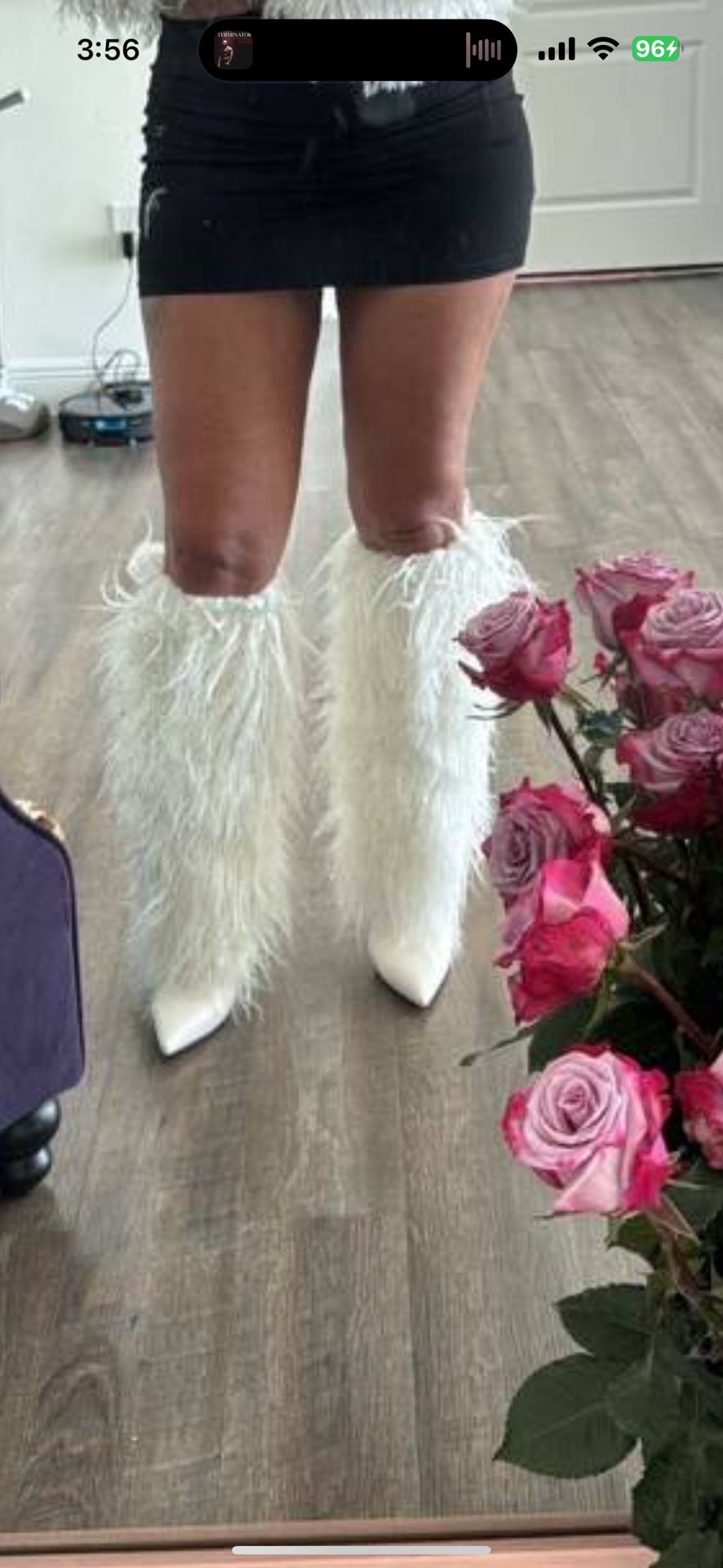 White Fur Boot/heels