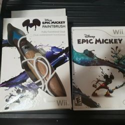 Nintendo Wi Disney Epic Mickey Game And Paintbrush.  $25. Pickup In Oakdale 