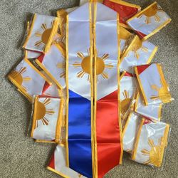 Philippines Embroidered Graduation Flag Stole Sash Scarf Filipino Heritage Grad-with correct color placement