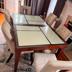 Glass Top Dining Table with 6 Chairs