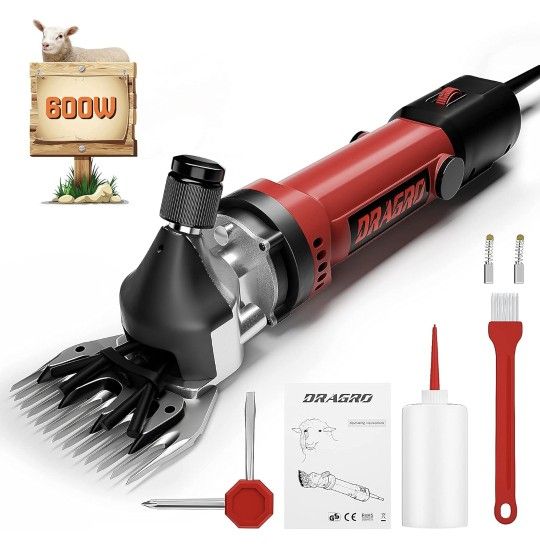 Sheep Clippers 600W, Professional Animal Shearing Machine, Farm Livestock Grooming Kit, Heavy Duty Electric Clippers for Thick Coat Animals