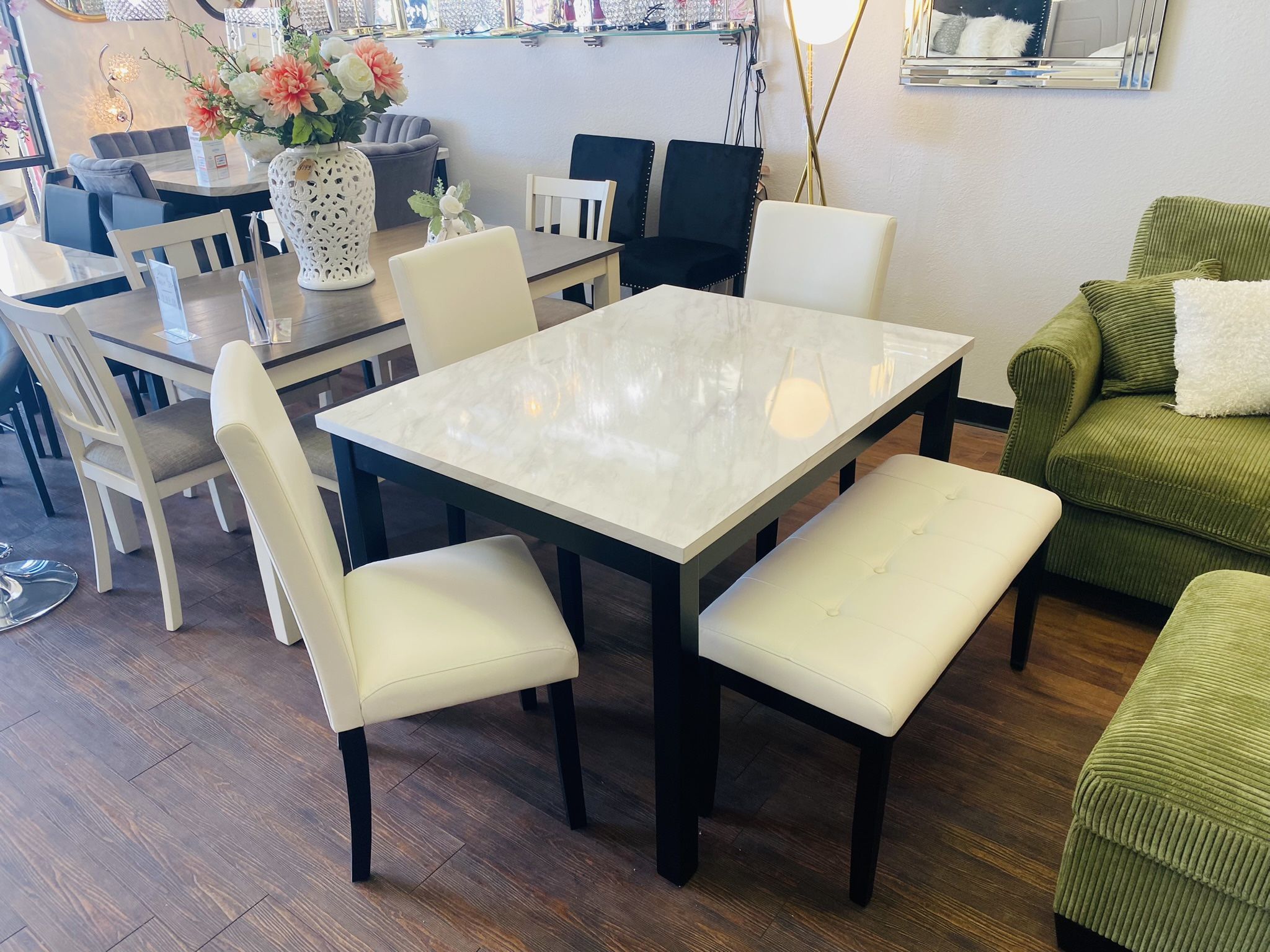 5Pc White Dining Table Set