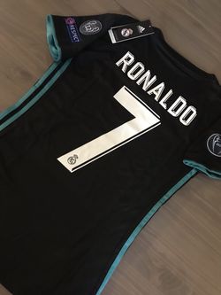 Women Real Madrid black Ronaldo #7 adidas soccer jersey Champions league  Gold fifa patch for Sale in Miami, FL - OfferUp