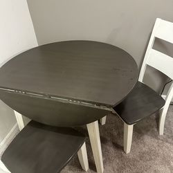 Blake 3 Piece White & Gray Round Extendable Dining Set