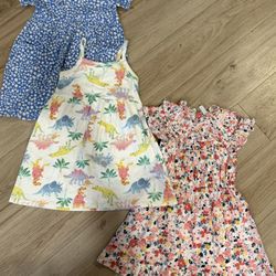 Bundle of toddler dresses dinosaur print and flowers