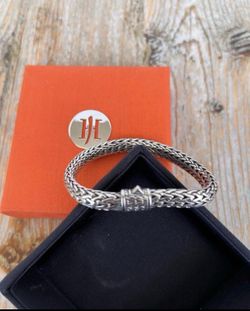 John Hardy Sterling Silver Woven Braided Bracelet 925 JH Hallmark + Orange Box