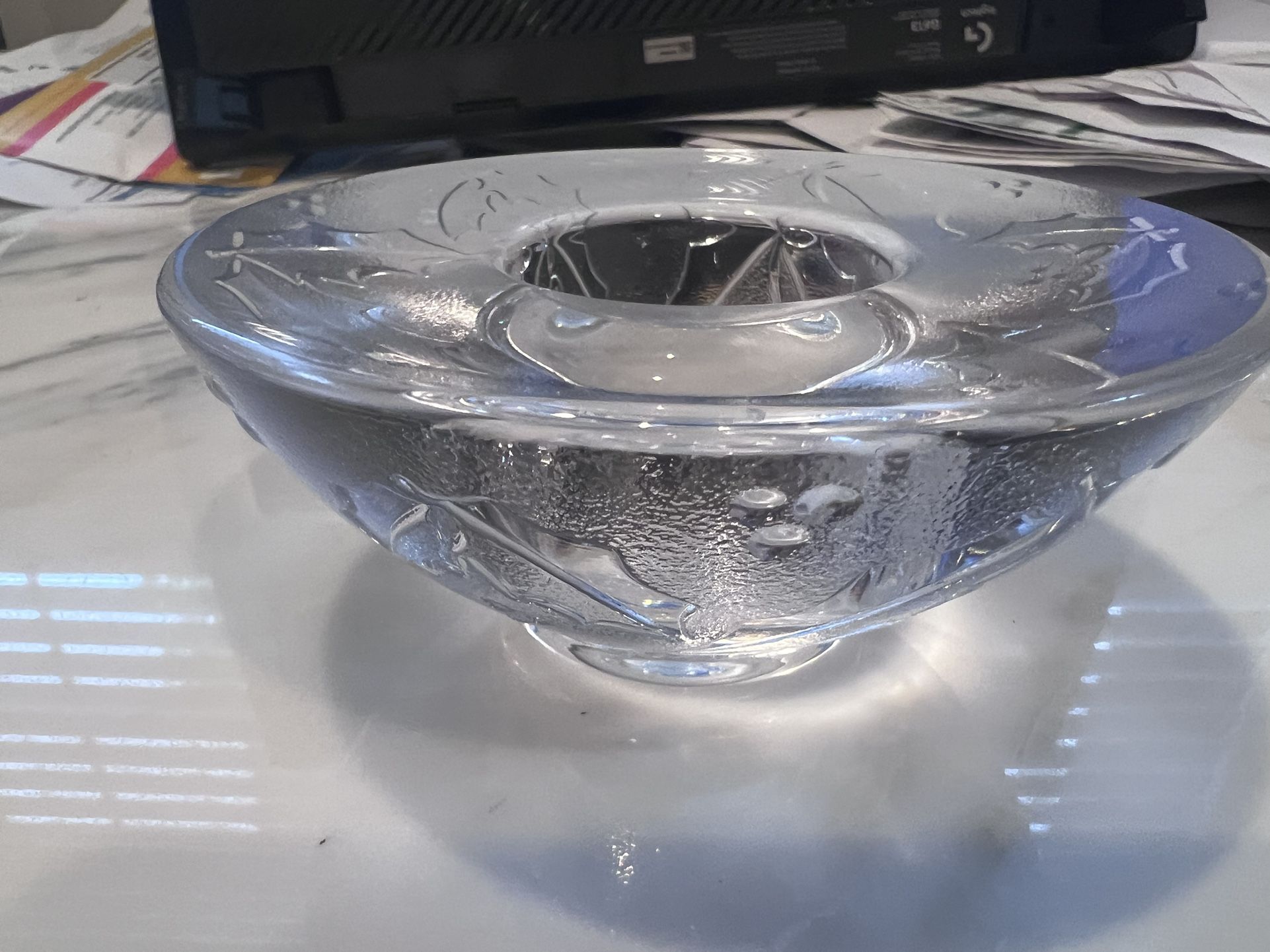 ORREFORS HOLLY DAY Lead Crystal Votive Candle Holder