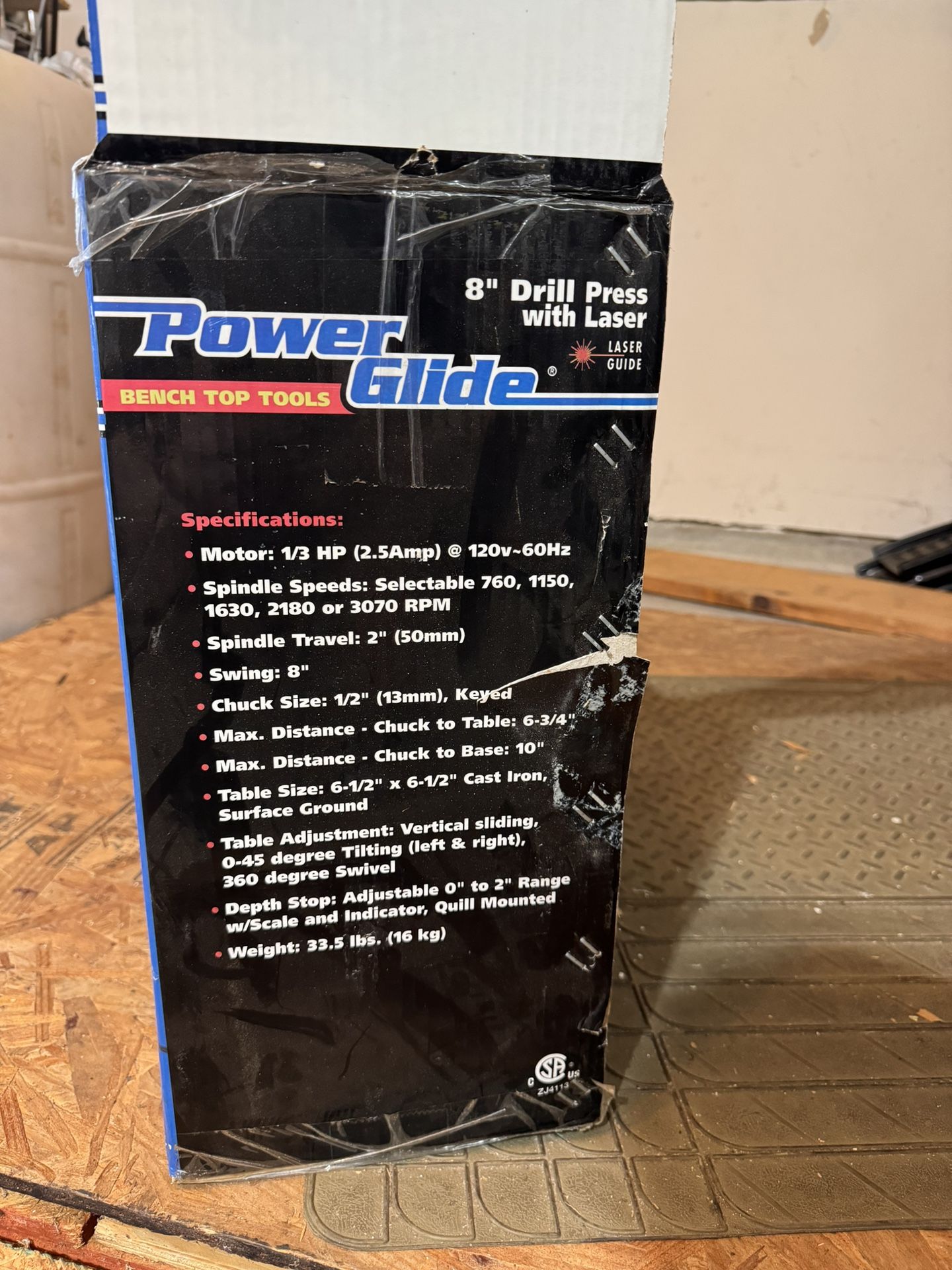 Power Glide 8” Drill Press With Laser