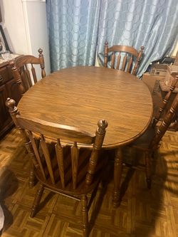 Solid oak table & chairs