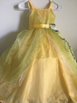 Beauty And The Beast Belle Princess Dress Costume with Hoop Halloween Cosplay Size 4-5T