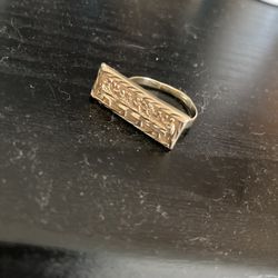 10K Gold Diamond Cut Rectangle Last Supper Band Ring