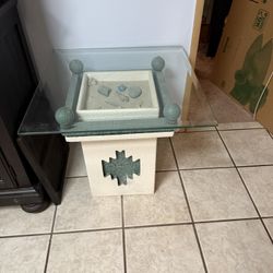 Southwestern glass table side table