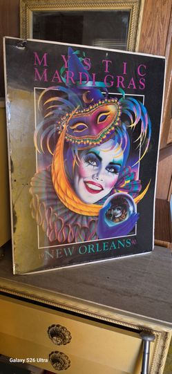 Vintage poster Mystic Mardi Gras New Orleans Poster By Andrea Mistretta has some damages