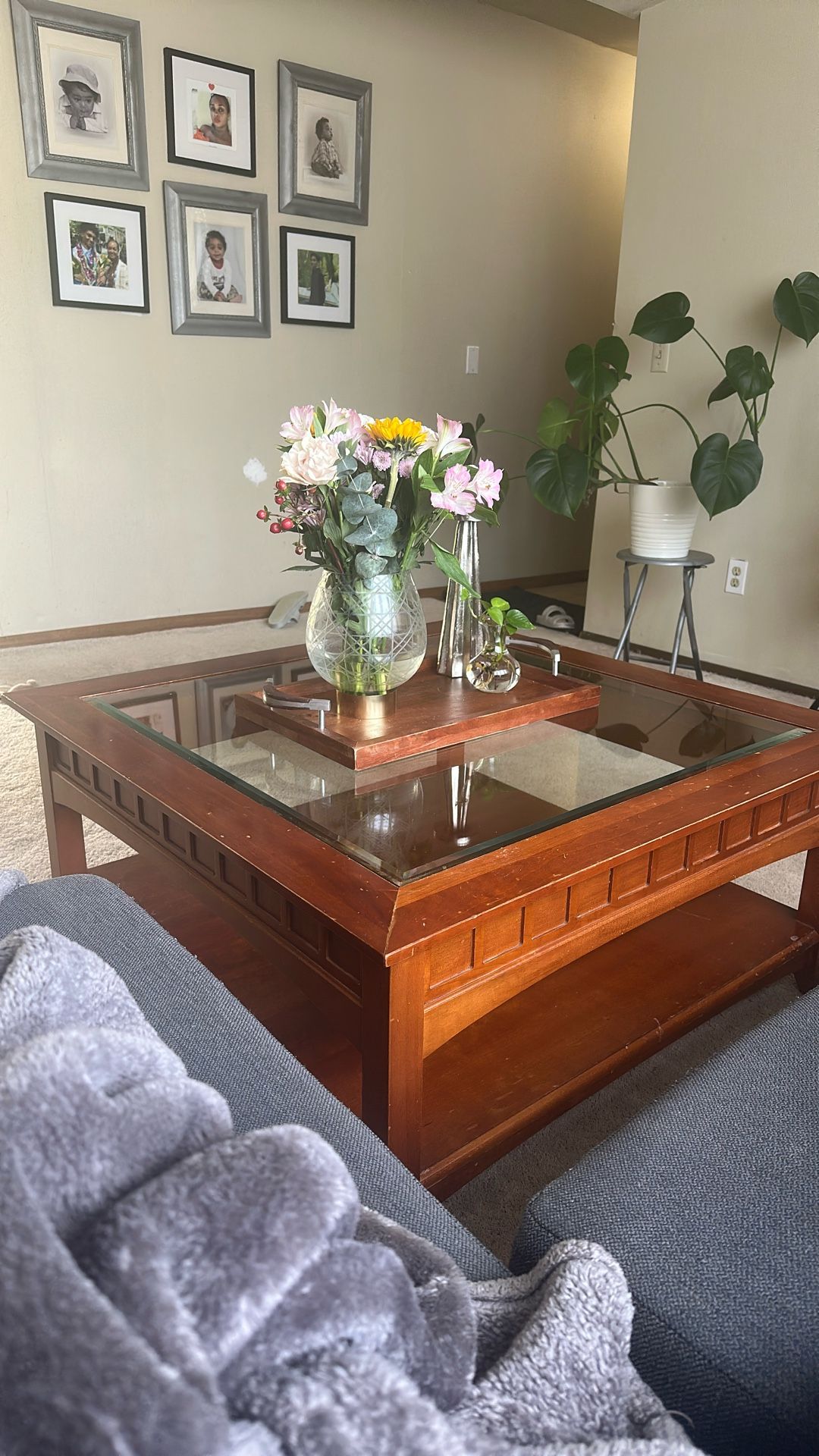 Solid Wood & Glass Coffee Table – Elegant & Sturdy