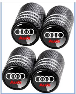 Tire Valve Stem Caps for Audi S3 A3 RS3 A4 A5 A6 A7 RS7 A8 Q3 Q5 Q7 R8 Metal Car Wheel Air caps Auto Valve Stem Caps Accessories 4 Pcs Black