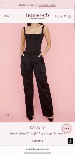 House of CB Black Satin Trousers