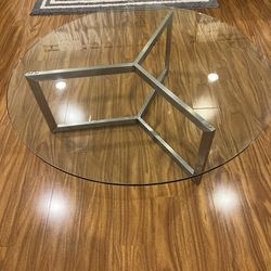 Room and Board Glass Coffee Table with Metal Legs