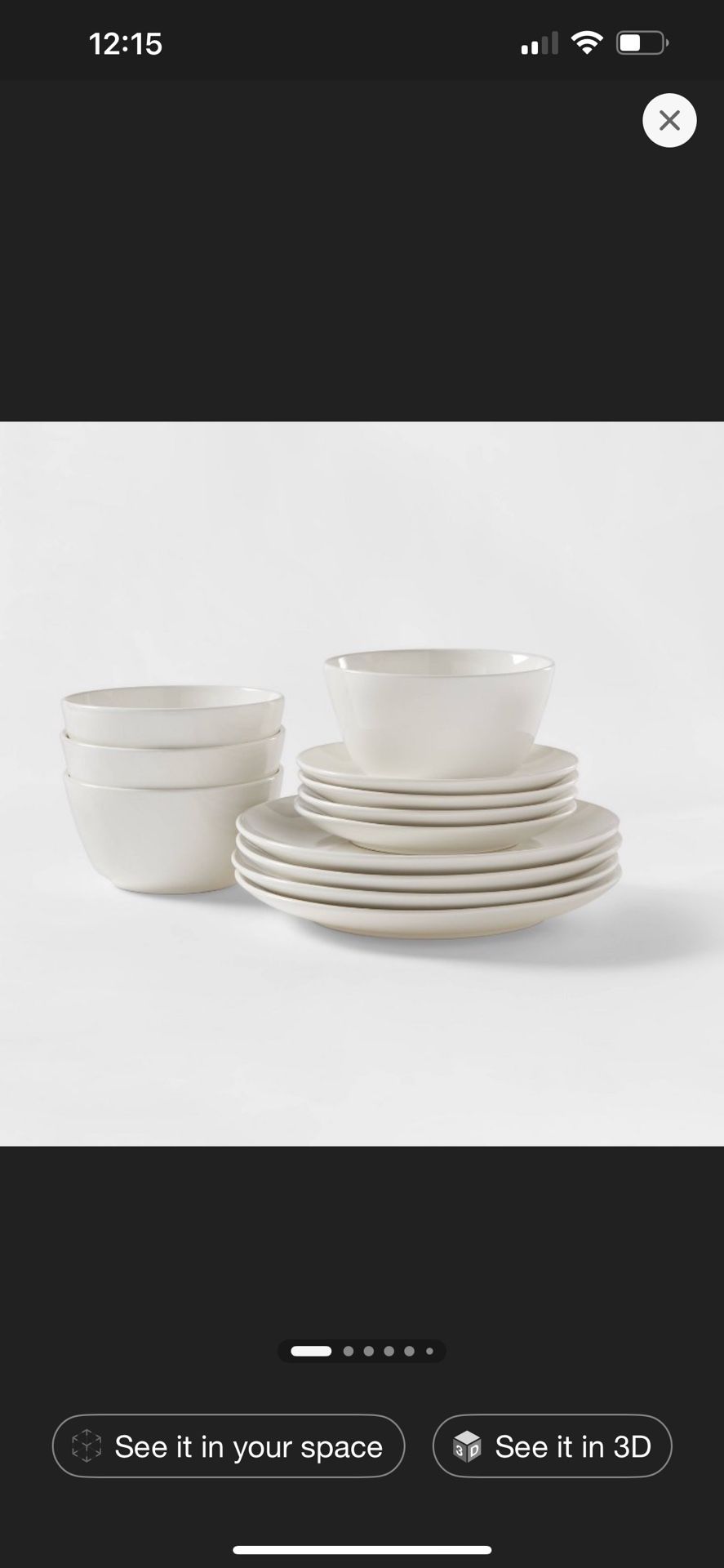 12 Piece White Dish Set