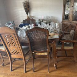 Classic China Cabinet, Buffet, Dining Table and Six Chairs