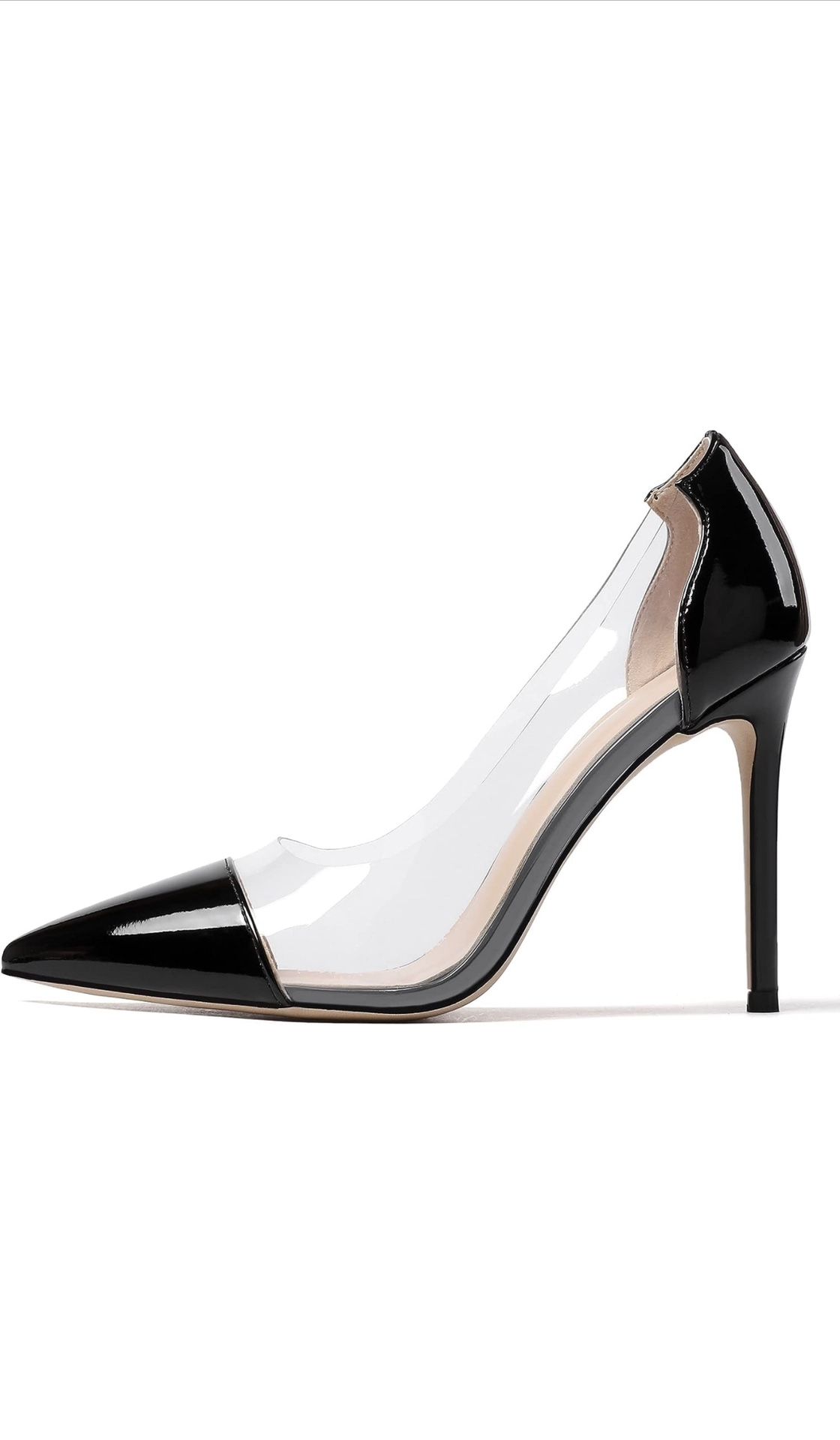 SAMMITOP Women's Pointed Toe PVC Clear Stilettos