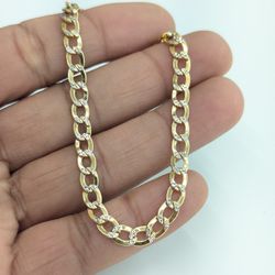10kt Real Gold Cuban Diamond Cut Bracelet 5.4 Mm 