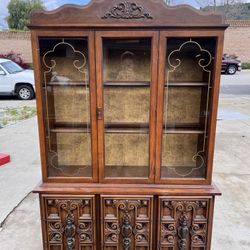 Antique Glass Wood Cabinet