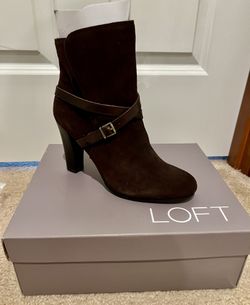 Loft Cross Strap Suede Bootie 7.5