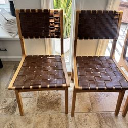 Ceylon Woven And Wood Dining Chairs Brown/Neutral