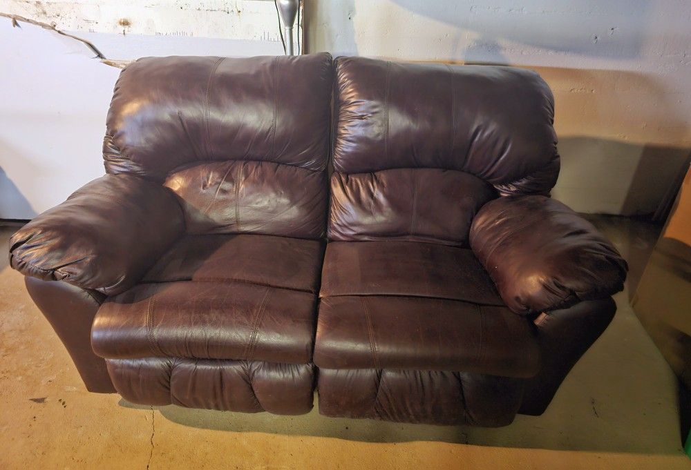 Brown Pleather 2 Seater Recliner