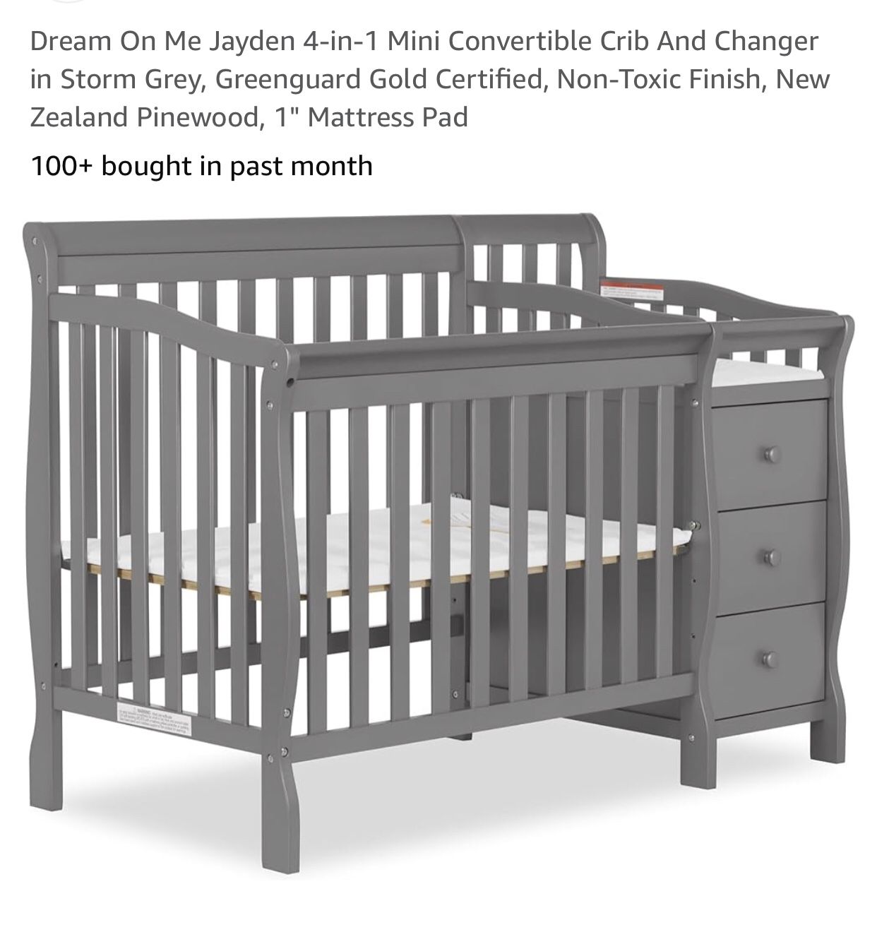 4-in-1 Mini Convertible Crib & Changer - New In Box