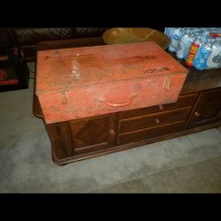 Large Vintage Steel Tool Box 