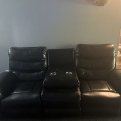 Black Leather Couch And Loveseat