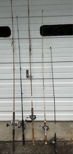Mixed Lot of 5 Fishing Rods w/reels