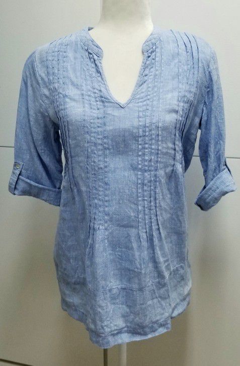Blue Linen Top S