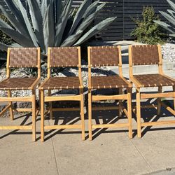 Ceylon Woven Counter Height Barstool Brown/Natural Wood - Threshold™: Rubberwood Frame, Bonded Leath