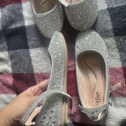 Silver Dress Shoes Girls Size 2 And 4