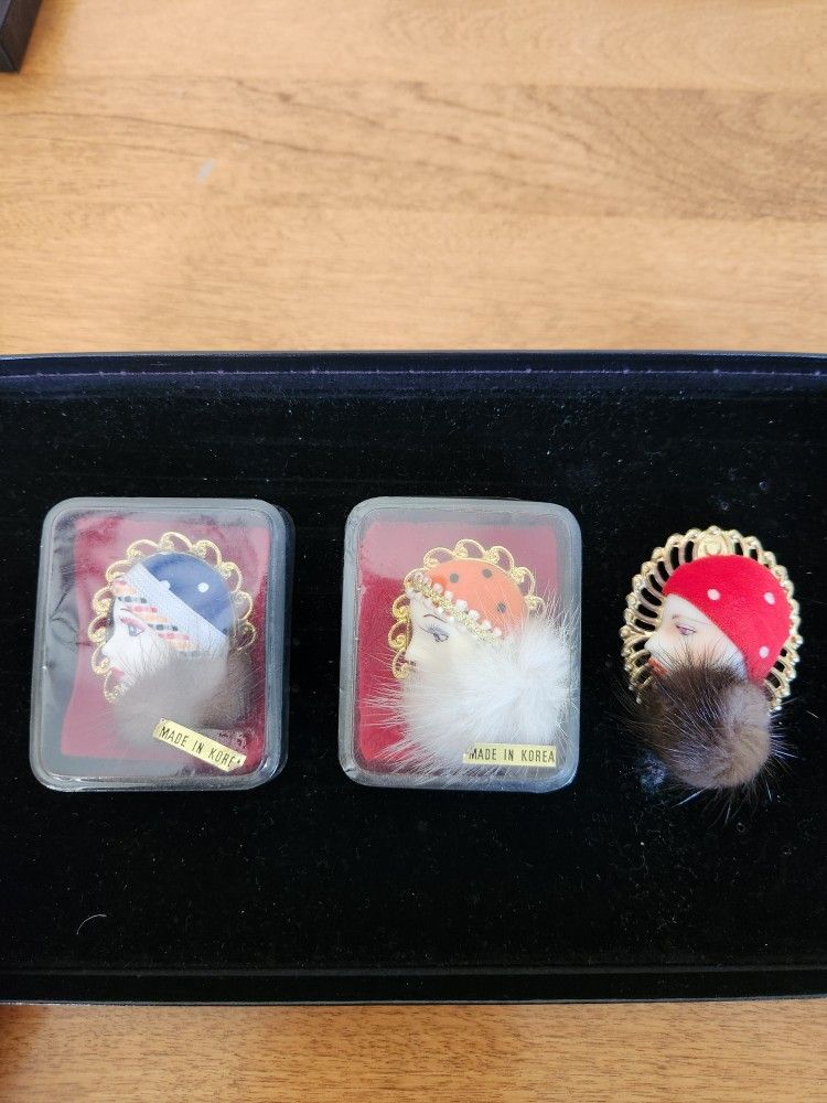 Vintage "Flapper Lady Head" Brooches